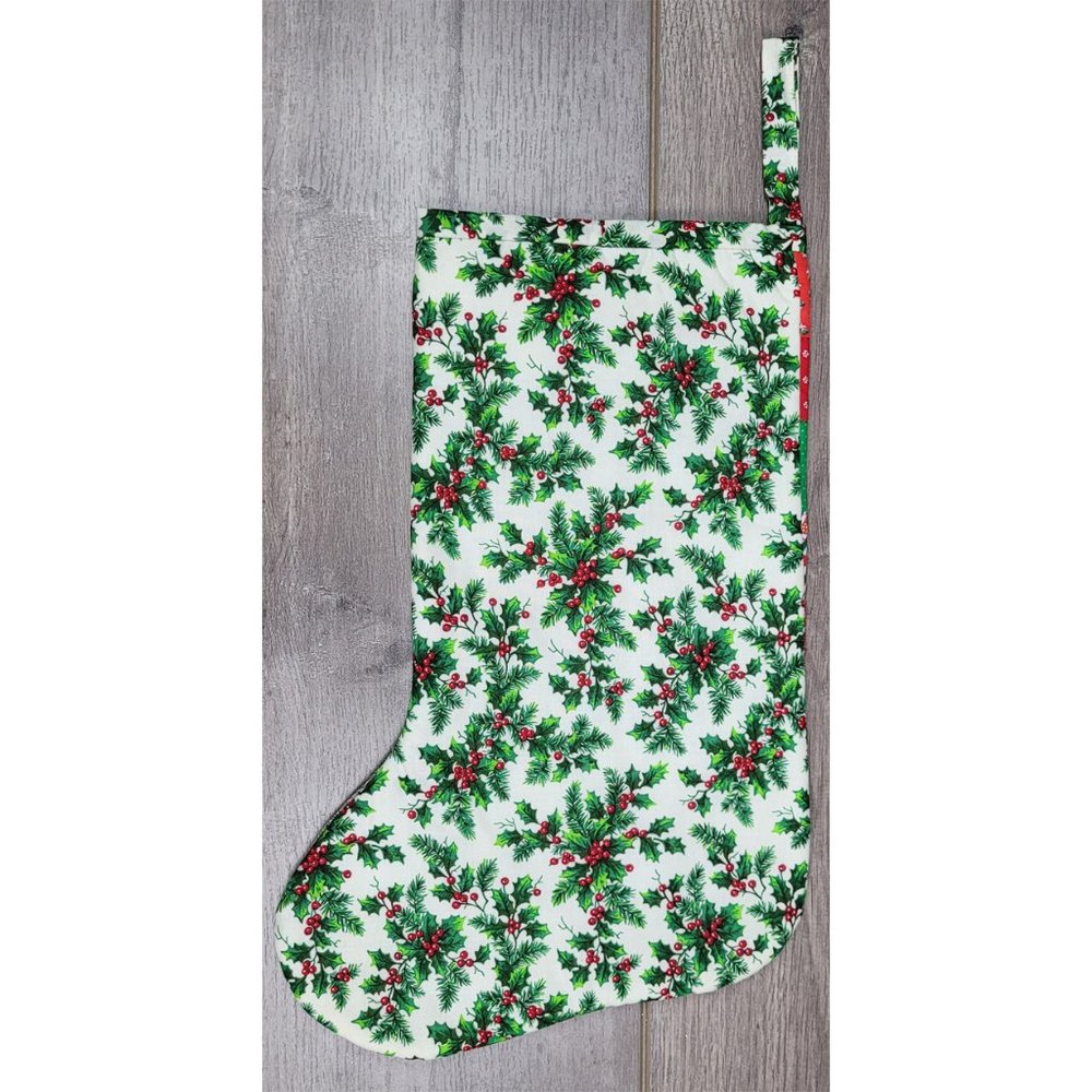 Vintage Style Quilted Poinsettia Christmas Stocking NWOT